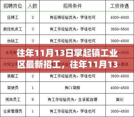 掌起镇工业区历年11月13日火热招工日，多样职位挑战等你来！