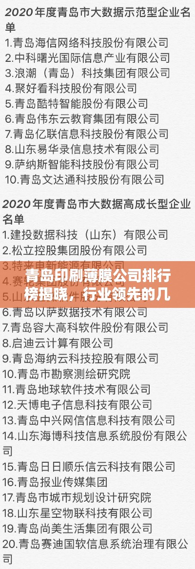 青岛印刷薄膜公司排行榜揭晓,行业领先的几家企业!