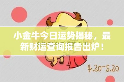 小金牛今日运势揭秘,最新财运查询报告出炉!
